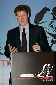 Prince Harry at the official press launch of Walking with the Wounded in 2010.