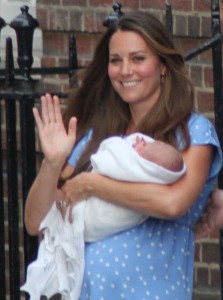 The Duchess of Cambridge with the newborn Prince George of Cambridge in July, 2013