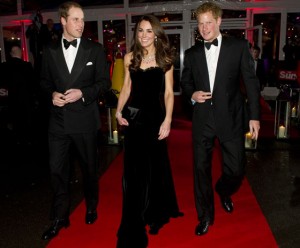 The Duke and Duchess of Cambridge and Prince Harry at The 2011 Sun Military Awards at Imperial War Museum in London.  (Photo by Arthur Edwards - WPA Pool/Getty Images