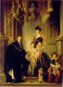Portrait Consuelo Vanderbuilt, Duchess of Marlborigh with her husband and two sons, whom she dubbed, "the heir and the spare."
