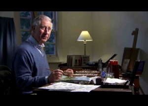 HRH The Prince of Wales during the filming of Royal Paintbox 
