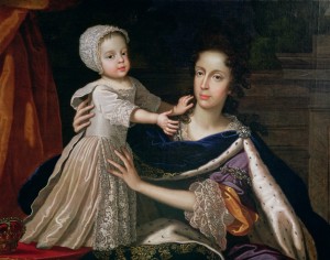 Mary of Modena, consort of James II, with her son James, known as the warming pan baby or "the Old Pretender"