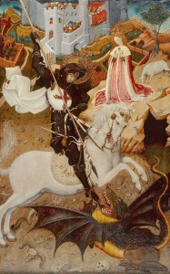 Saint George, England's patron saint, slaying a dragon