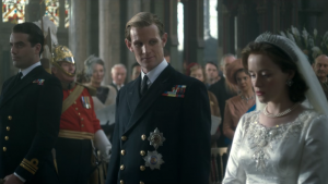 Claire Foy and Matt Smith as the Queen and Prince Philip in the  Netflix series, The Crown